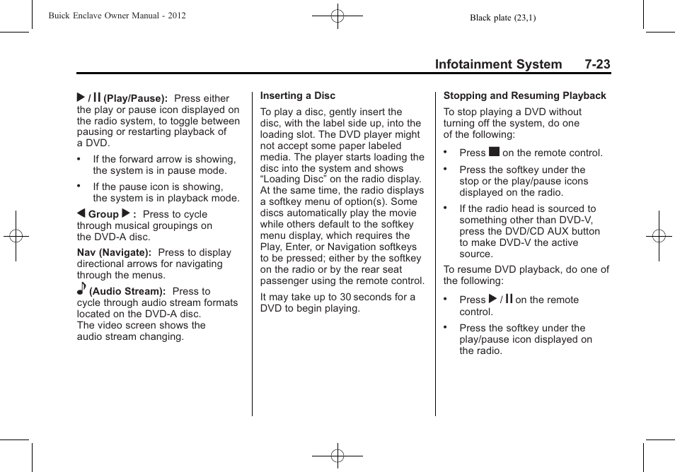 Infotainment system 7-23 | Buick 2012 Enclave User Manual | Page 207 / 474