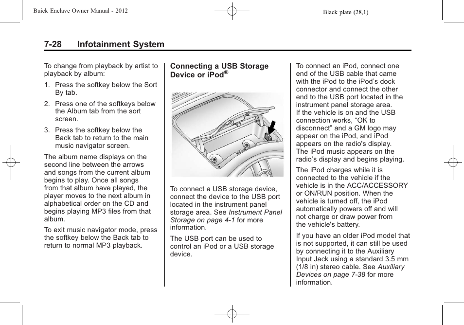 28 infotainment system | Buick 2012 Enclave User Manual | Page 212 / 474