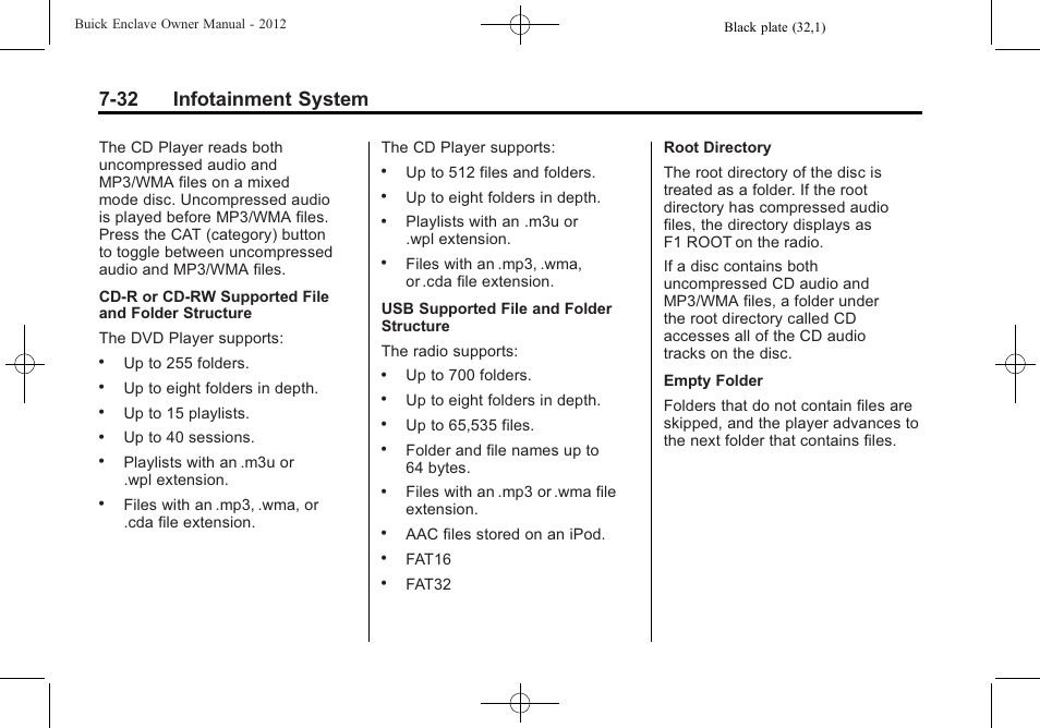 32 infotainment system | Buick 2012 Enclave User Manual | Page 216 / 474