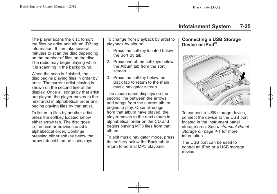 Infotainment system 7-35 | Buick 2012 Enclave User Manual | Page 219 / 474