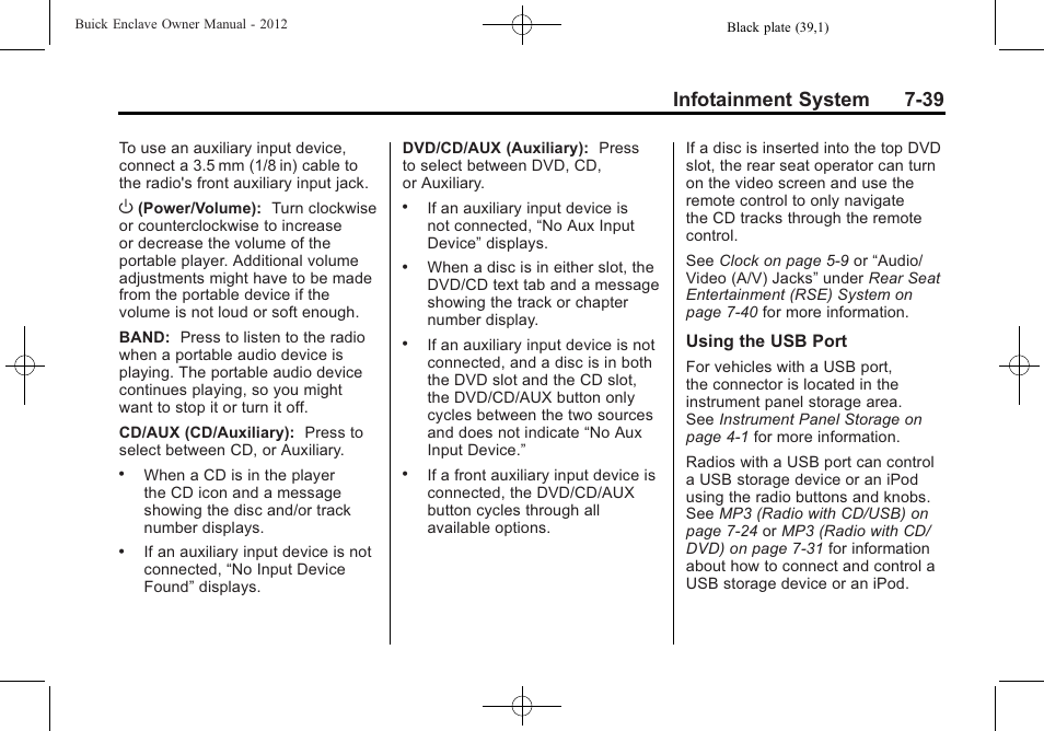 Infotainment system 7-39 | Buick 2012 Enclave User Manual | Page 223 / 474