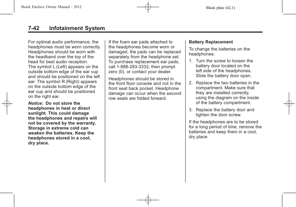 42 infotainment system | Buick 2012 Enclave User Manual | Page 226 / 474
