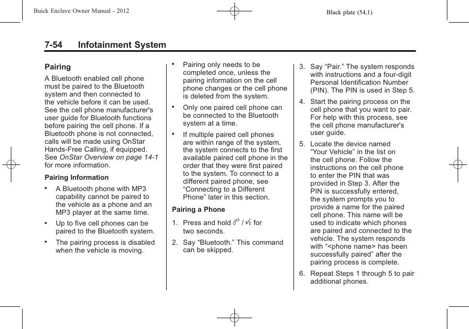 54 infotainment system | Buick 2012 Enclave User Manual | Page 238 / 474