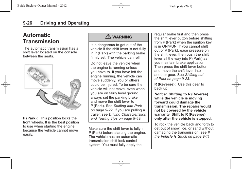 Automatic transmission, Automatic transmission -26 | Buick 2012 Enclave User Manual | Page 280 / 474