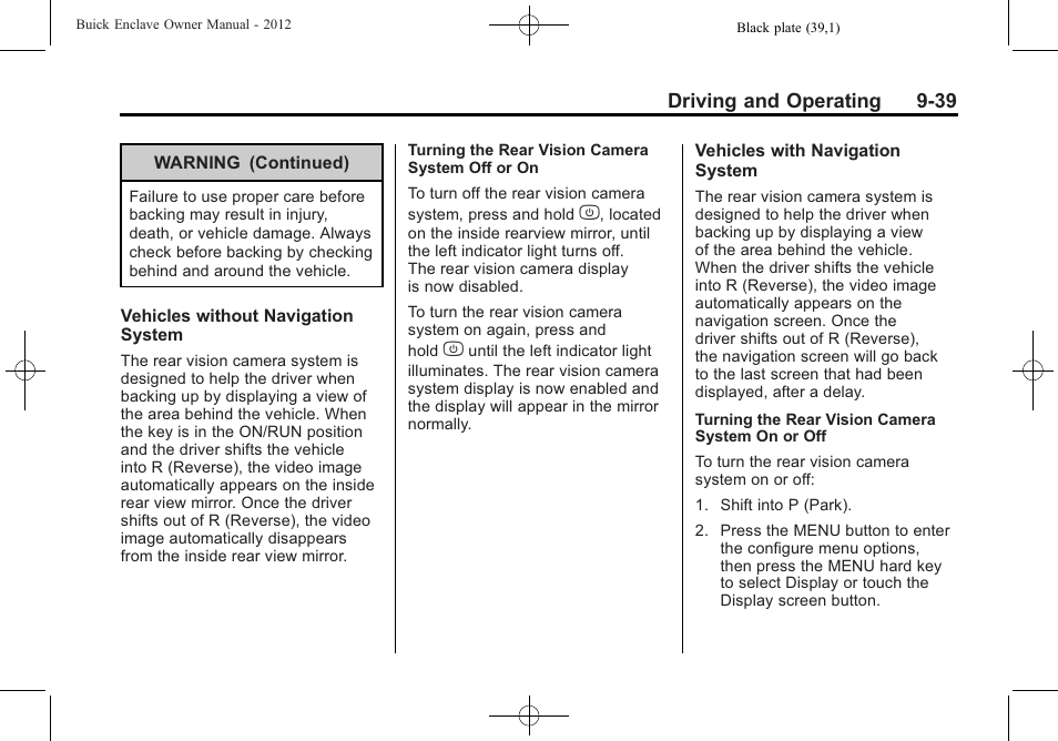 Buick 2012 Enclave User Manual | Page 293 / 474