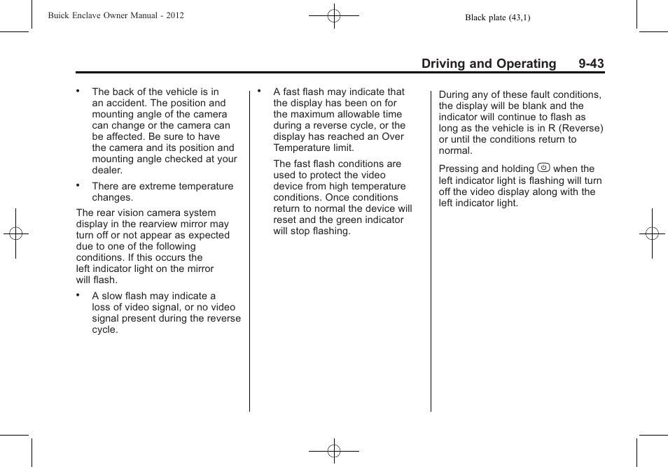 Driving and operating 9-43 | Buick 2012 Enclave User Manual | Page 297 / 474