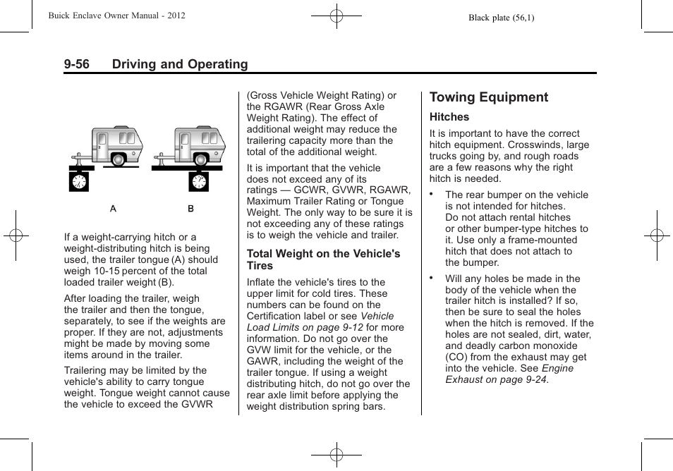 Towing equipment, Towing equipment -56, 56 driving and operating | Buick 2012 Enclave User Manual | Page 310 / 474