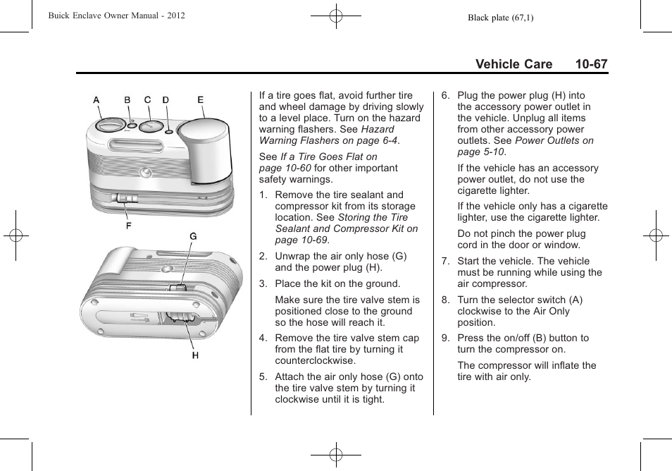 Vehicle care 10-67 | Buick 2012 Enclave User Manual | Page 379 / 474