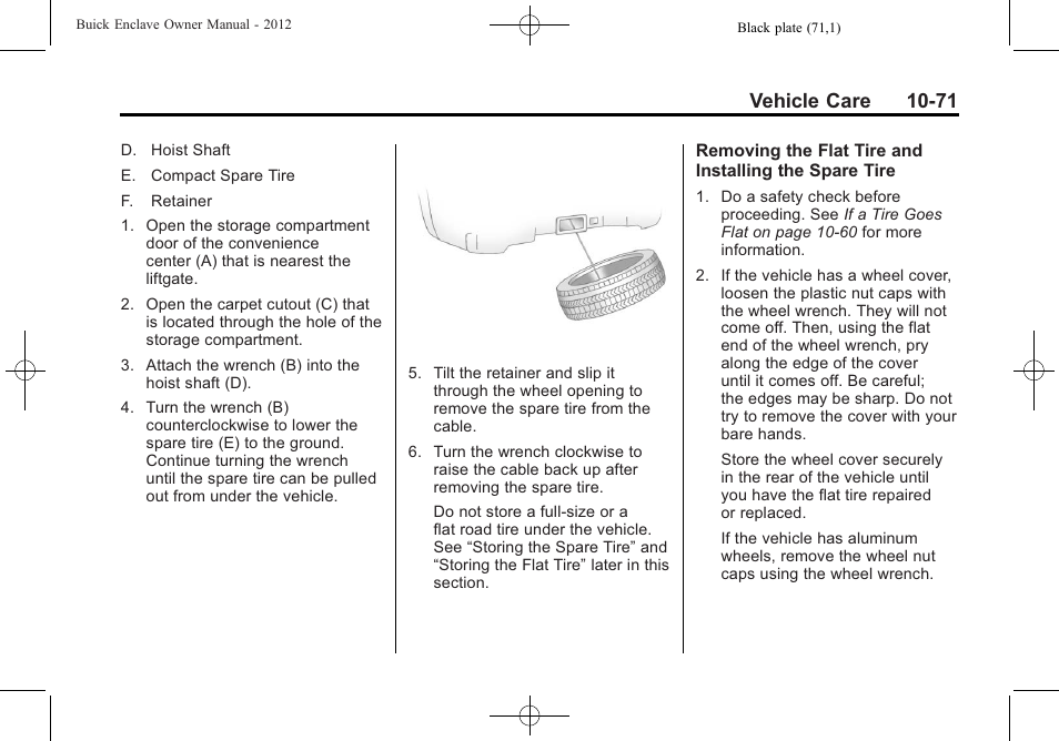 Vehicle care 10-71 | Buick 2012 Enclave User Manual | Page 383 / 474