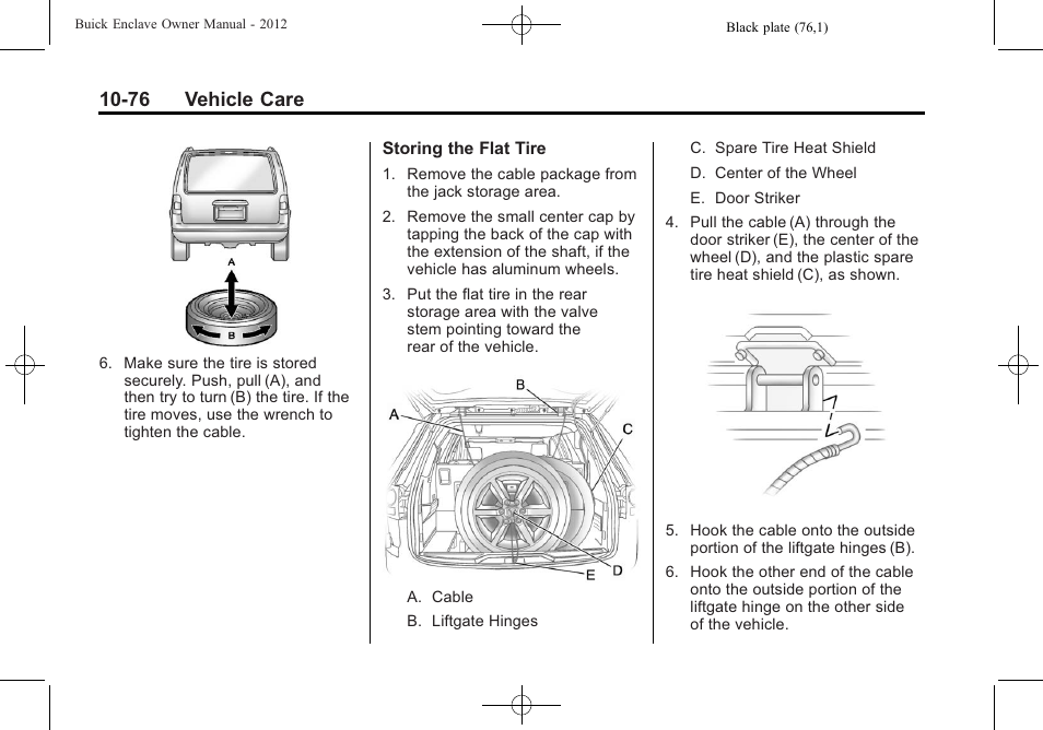 76 vehicle care | Buick 2012 Enclave User Manual | Page 388 / 474
