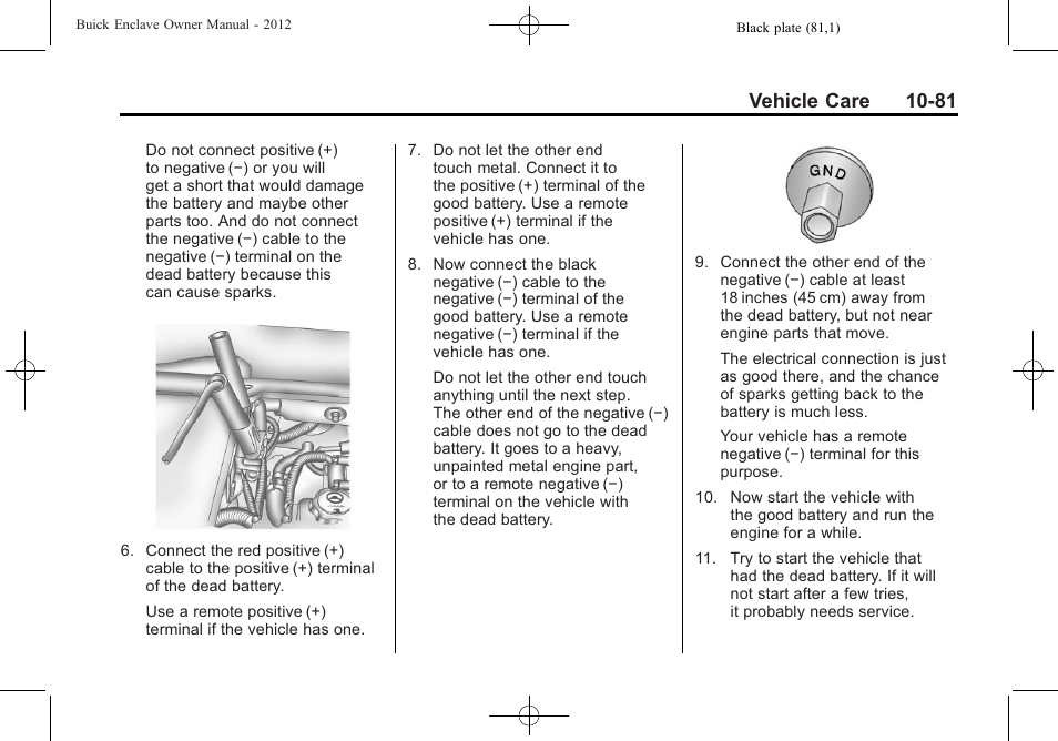 Vehicle care 10-81 | Buick 2012 Enclave User Manual | Page 393 / 474