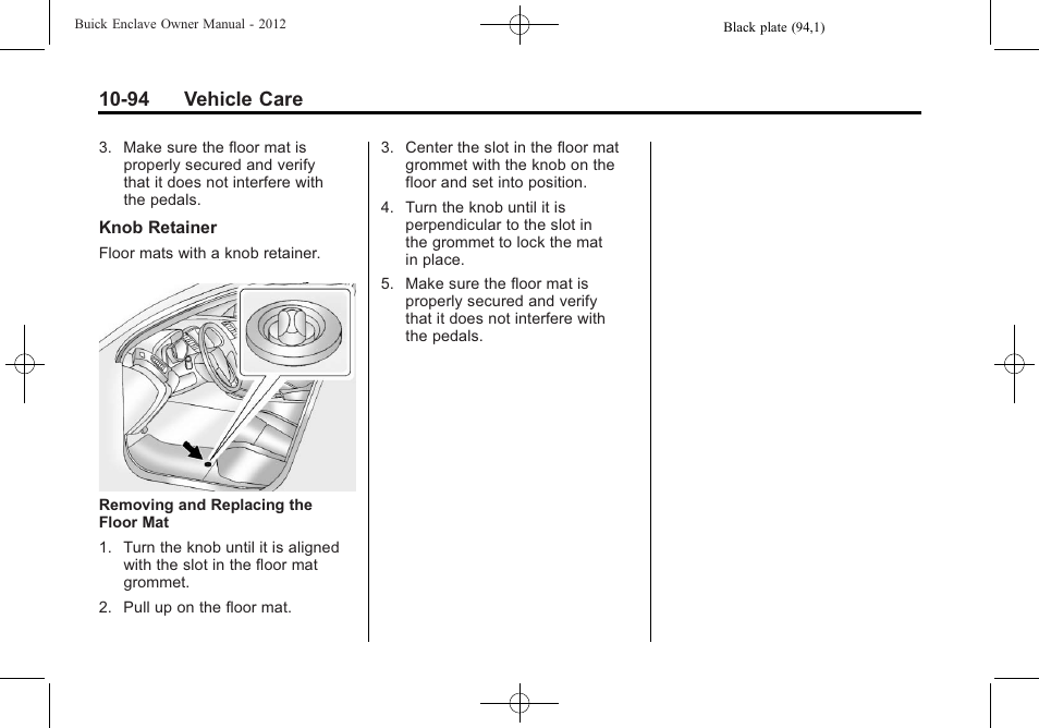 94 vehicle care | Buick 2012 Enclave User Manual | Page 406 / 474