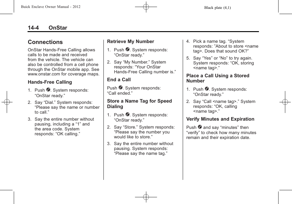 Connections, Connections -4, Comprehensive | Buick 2012 Enclave User Manual | Page 456 / 474