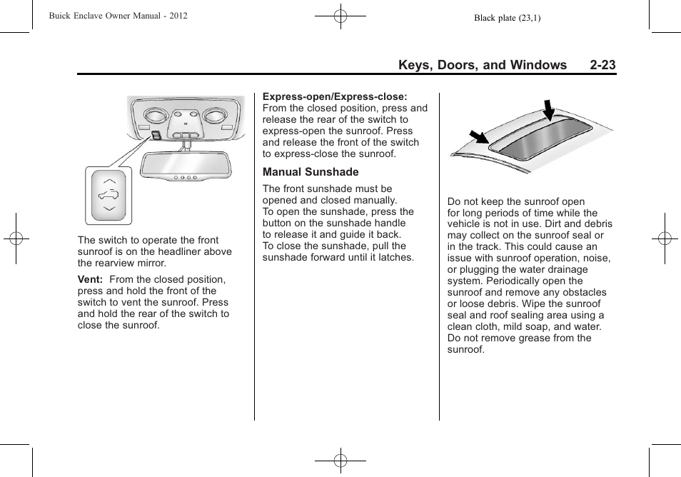 Keys, doors, and windows 2-23 | Buick 2012 Enclave User Manual | Page 53 / 474