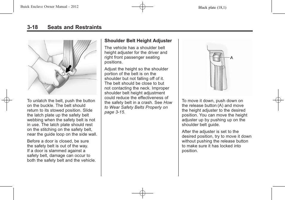 18 seats and restraints | Buick 2012 Enclave User Manual | Page 72 / 474