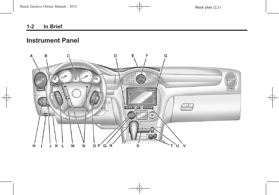 Instrument panel, Instrument panel -2 | Buick 2012 Enclave User Manual | Page 8 / 474