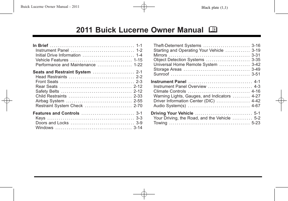 Buick 2011 Lucerne User Manual | 450 pages