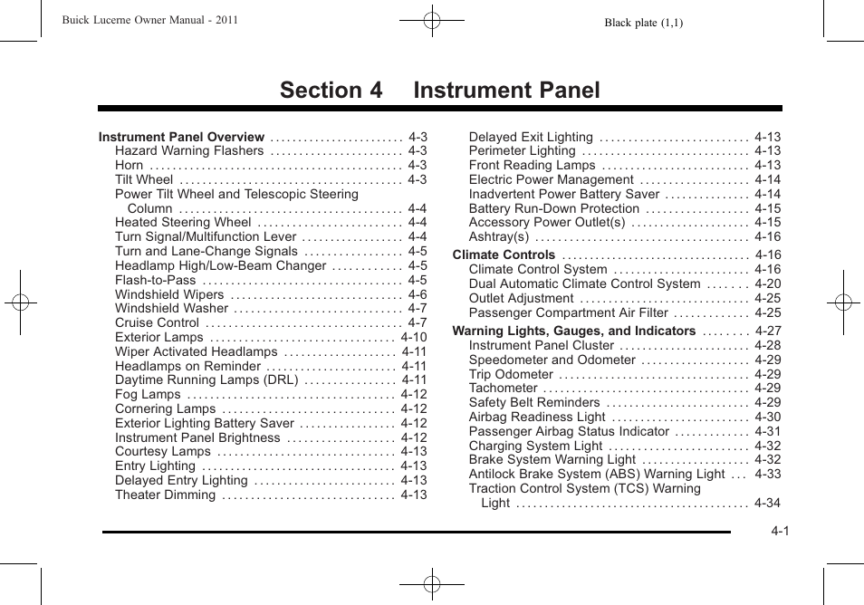 Instrument panel | Buick 2011 Lucerne User Manual | Page 157 / 450