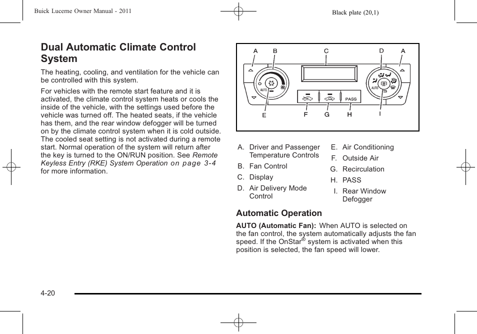 Dual automatic climate control system, Dual automatic climate control system -20 | Buick 2011 Lucerne User Manual | Page 176 / 450