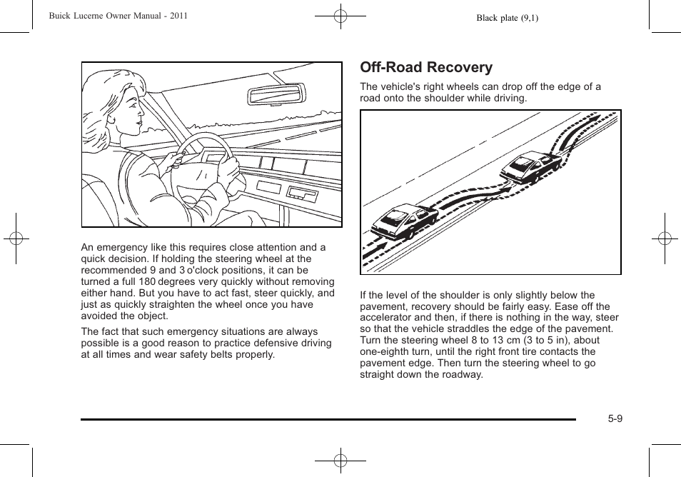Off-road recovery, Off-road recovery -9 | Buick 2011 Lucerne User Manual | Page 263 / 450