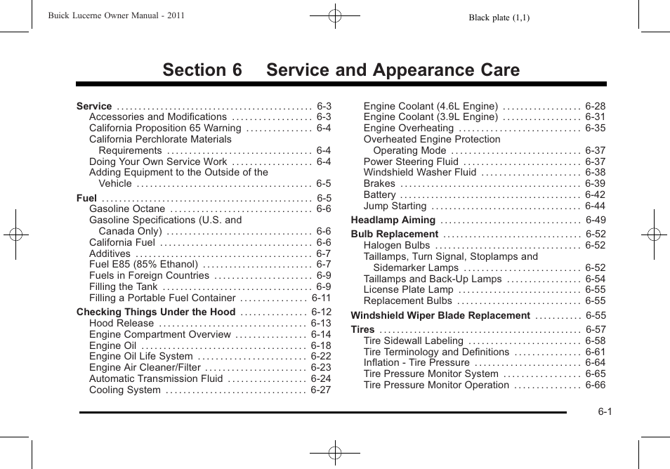 Service and appearance care, Service and appearance care -1 | Buick 2011 Lucerne User Manual | Page 287 / 450