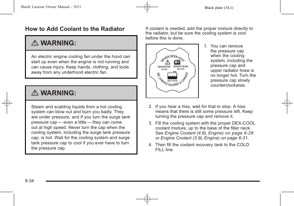 Warning | Buick 2011 Lucerne User Manual | Page 320 / 450
