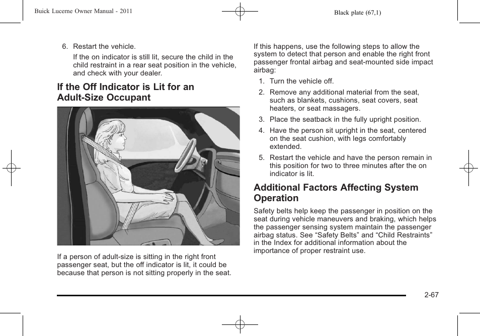 Additional factors affecting system operation | Buick 2011 Lucerne User Manual | Page 99 / 450