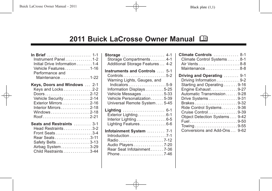 Buick 2011 Lacrosse User Manual | 462 pages