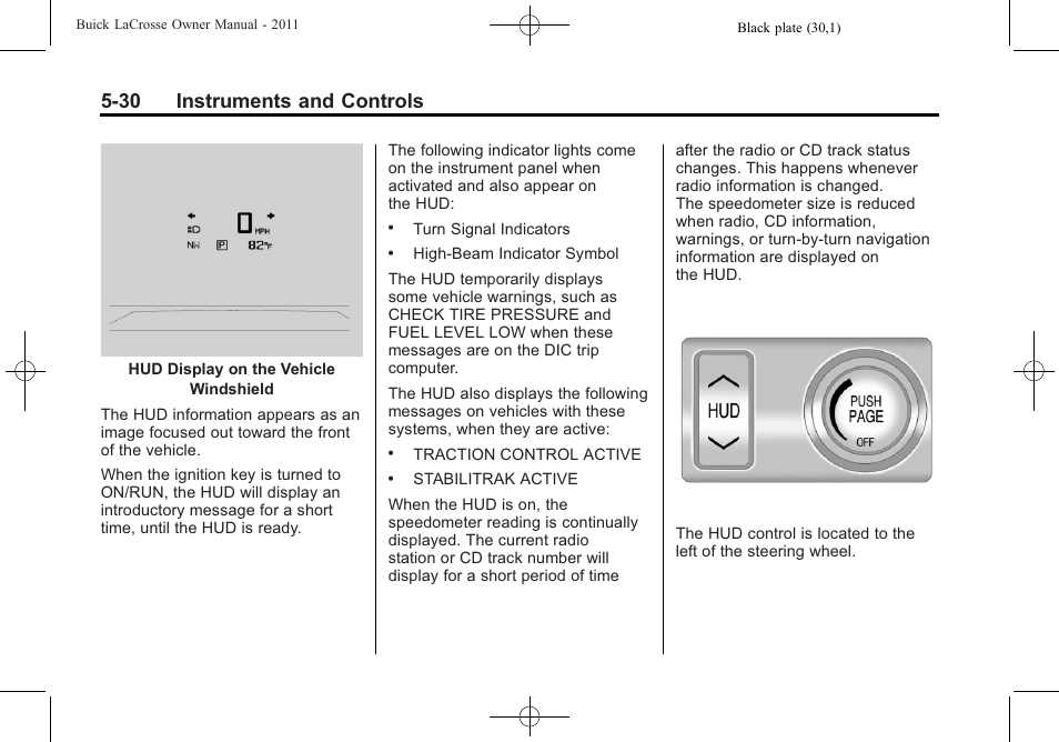 30 instruments and controls | Buick 2011 Lacrosse User Manual | Page 152 / 462
