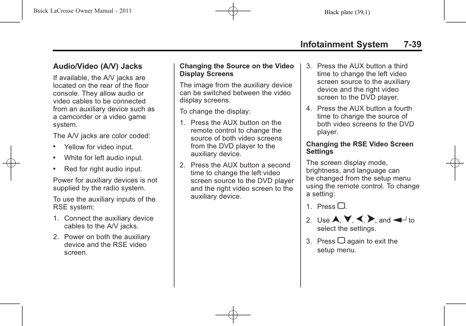 Infotainment system 7-39 | Buick 2011 Lacrosse User Manual | Page 219 / 462