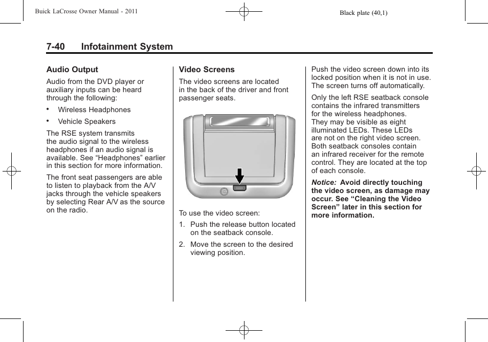 40 infotainment system | Buick 2011 Lacrosse User Manual | Page 220 / 462