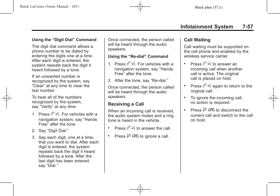 Infotainment system 7-57 | Buick 2011 Lacrosse User Manual | Page 237 / 462