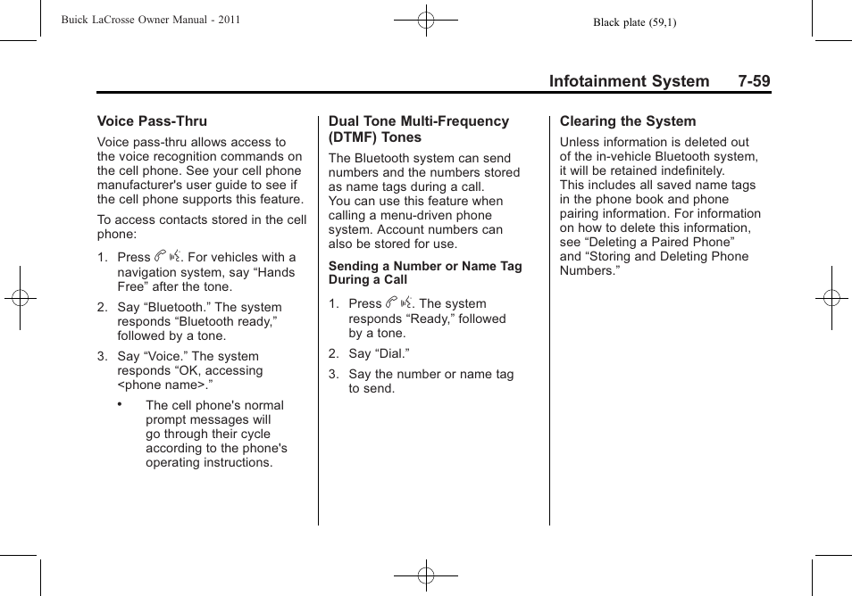 Infotainment system 7-59 | Buick 2011 Lacrosse User Manual | Page 239 / 462