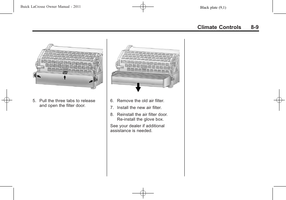 Climate controls 8-9 | Buick 2011 Lacrosse User Manual | Page 249 / 462