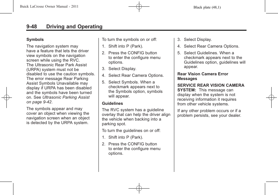 48 driving and operating | Buick 2011 Lacrosse User Manual | Page 298 / 462