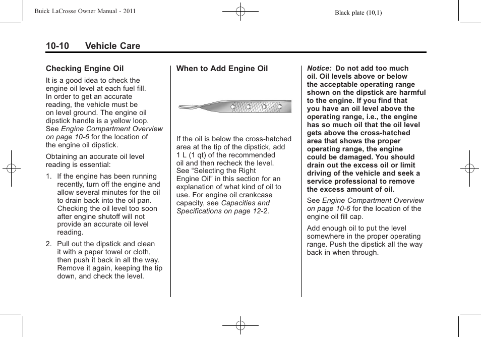 10 vehicle care | Buick 2011 Lacrosse User Manual | Page 322 / 462