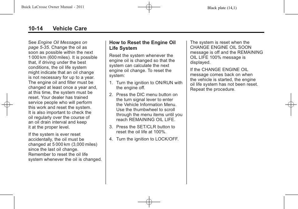 14 vehicle care | Buick 2011 Lacrosse User Manual | Page 326 / 462