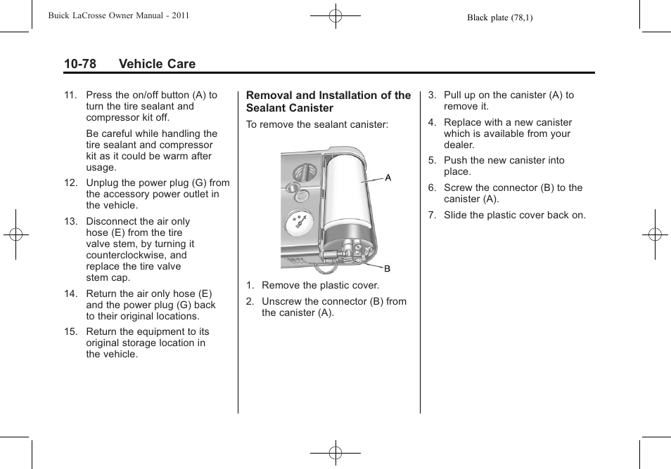 78 vehicle care | Buick 2011 Lacrosse User Manual | Page 390 / 462