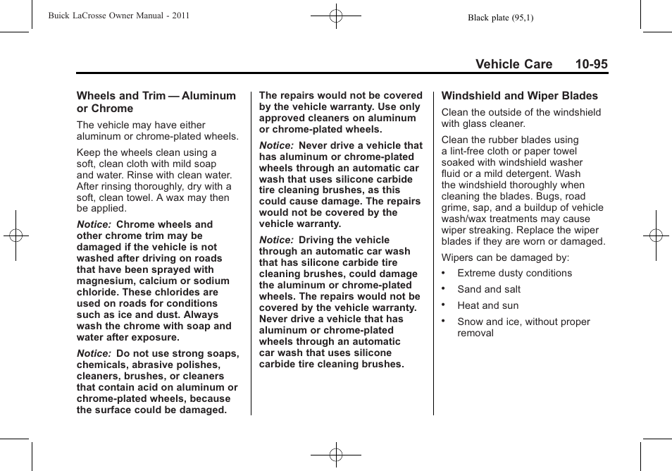 Vehicle care 10-95 | Buick 2011 Lacrosse User Manual | Page 407 / 462