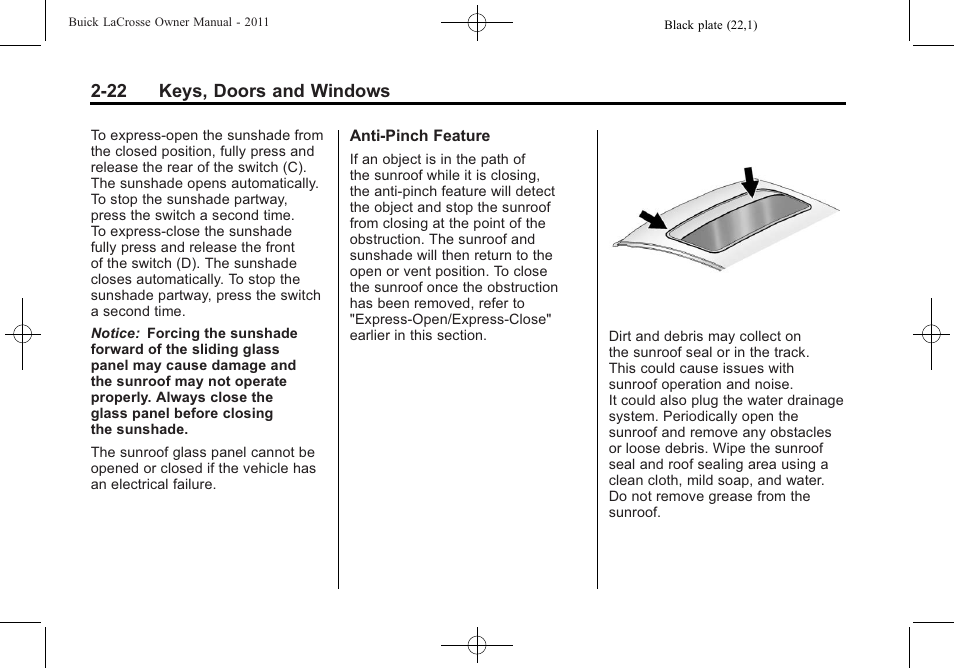 22 keys, doors and windows | Buick 2011 Lacrosse User Manual | Page 54 / 462