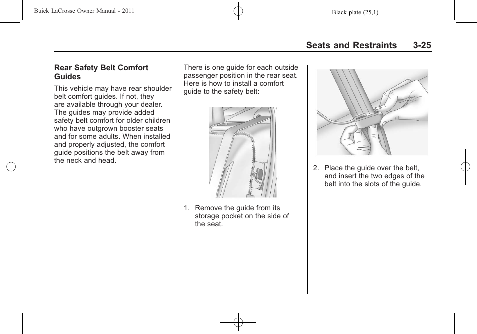 Seats and restraints 3-25 | Buick 2011 Lacrosse User Manual | Page 79 / 462