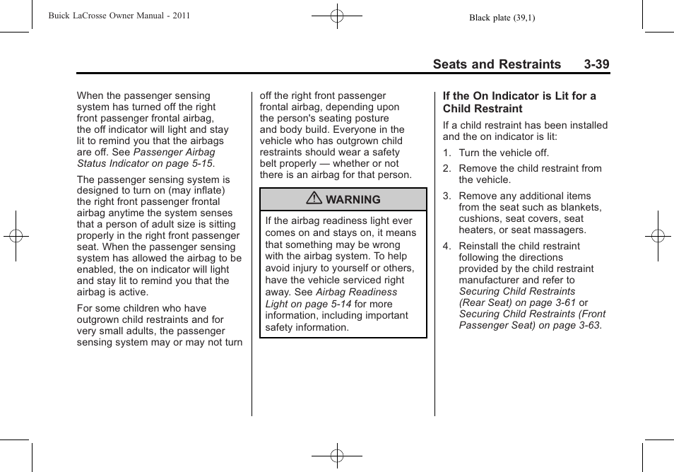 Buick 2011 Lacrosse User Manual | Page 93 / 462