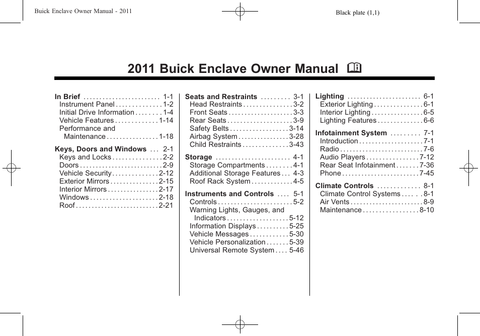 Buick 2011 Enclave User Manual | 434 pages