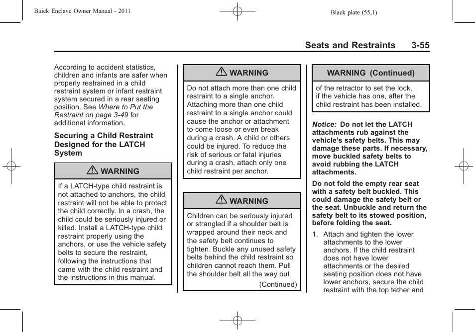 Buick 2011 Enclave User Manual | Page 105 / 434