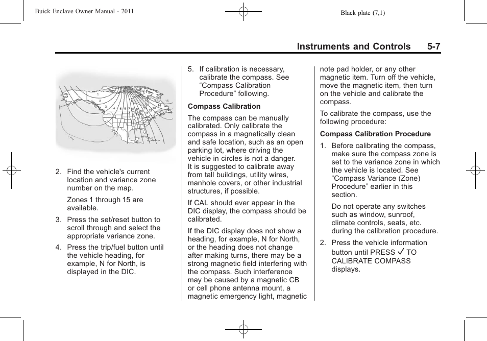 Instruments and controls 5-7 | Buick 2011 Enclave User Manual | Page 125 / 434