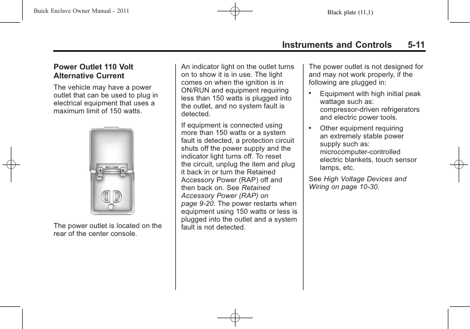 Instruments and controls 5-11 | Buick 2011 Enclave User Manual | Page 129 / 434