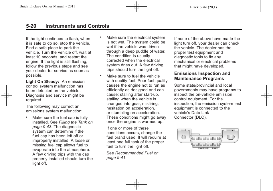 20 instruments and controls | Buick 2011 Enclave User Manual | Page 138 / 434