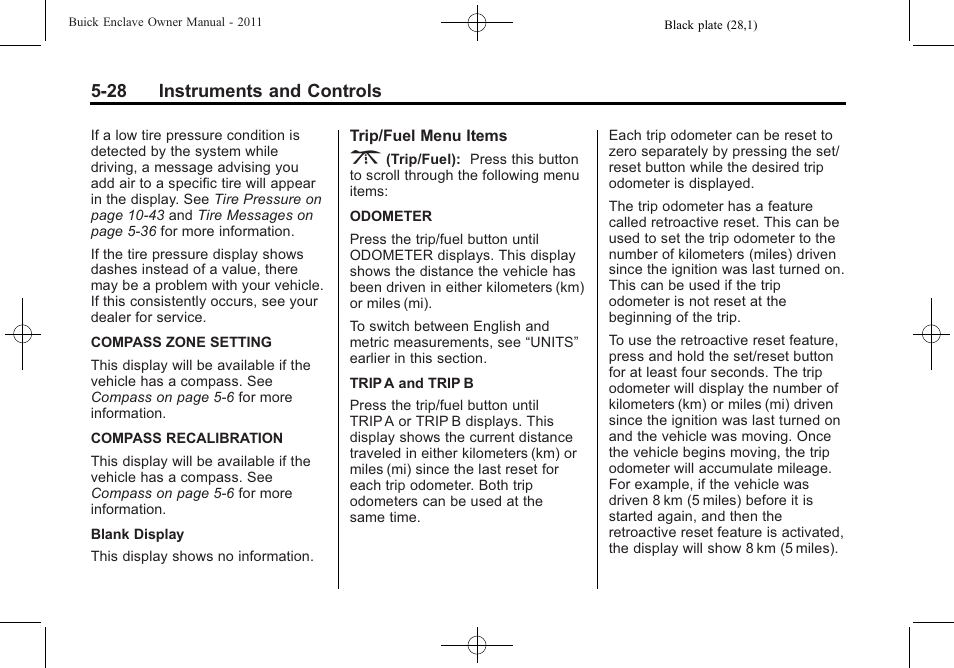 28 instruments and controls | Buick 2011 Enclave User Manual | Page 146 / 434