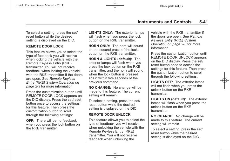 Instruments and controls 5-41 | Buick 2011 Enclave User Manual | Page 159 / 434