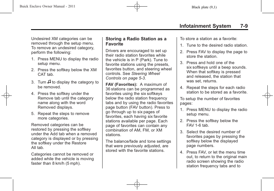 Infotainment system 7-9 | Buick 2011 Enclave User Manual | Page 185 / 434